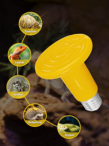 Ceramic Heat Emitter with Color Change Hint, Reptile Heat Lamp Bulb 100W No Light Emitting for Bearded Dragon Snake Chick Lizard Turtle Pet Amphibian
