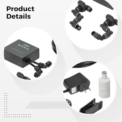 Reptile Misting System, Programmable Reptile Humidifier, Automatic Mister with US Power Cord, 360° Adjustable Dual Nozzles, Smart Timer, Self-Priming, Rainforest Spray Kit for Plant Terrariums