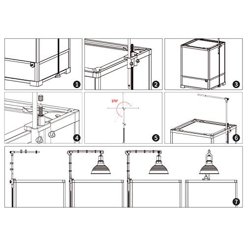 REPTI ZOO Reptile Dual Lamp Stand Lamp Hanger Holder Adjustable Metal Lamp Support for Reptile Glass Terrarium Heating Light - style: LH001D