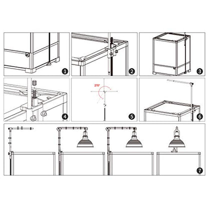 REPTI ZOO Reptile Dual Lamp Stand Lamp Hanger Holder Adjustable Metal Lamp Support for Reptile Glass Terrarium Heating Light - style: LH001D