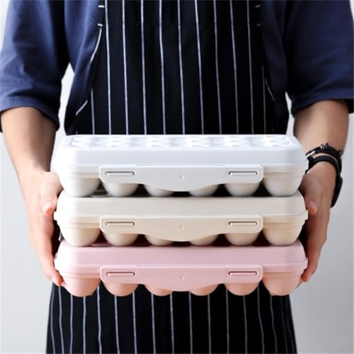 Portable Egg Storage Box With 18 Grids Egg Protector Case Tray Container Secure Egg Transport Outdoor Trips And Activities(18 Beige) - size: 18 Beige