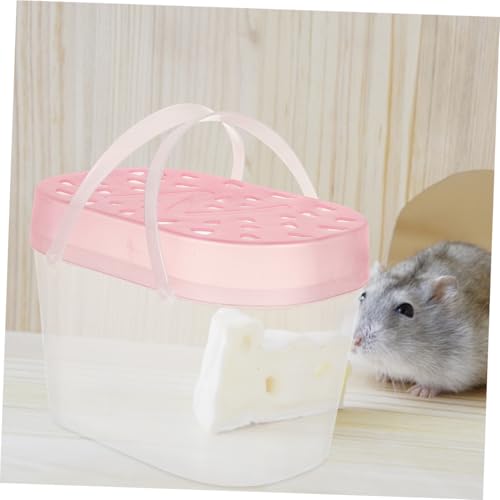 2pcs Small Pet Cages and Reptile Containers Portable Turtle Carrying Cases Medium Pink Handheld Outdoor Travel Hamster Boxes