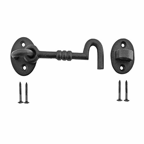 Renovators Supply Manufacturing Door Latch Lock 5 in. Wrought Iron Hook and Eye Latch for Door with Mounting Hardware - size: 5 Inch