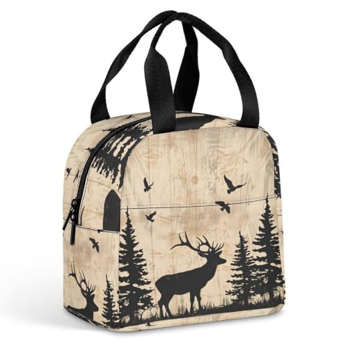 Rustic Woodland Deer Lunch Bag for Women Men | Insulated Lunch Box Leakproof Food Meal Containers Reusable Foldable 6L Capacity Lunch Tote Bags for Work Picnic Travel - color: Style 4