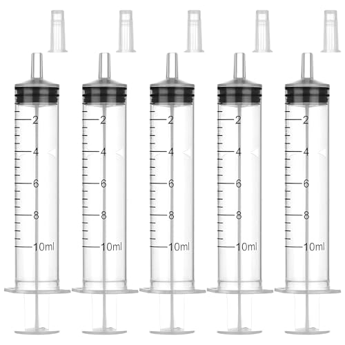 10ml Oral Syringe with Caps for Liquids, Individually Wrapped, 5 Pack | 10cc Syringes without Needle for Scientific Labs, Jello Shot, Measurement, Dispensing - style: 10cc