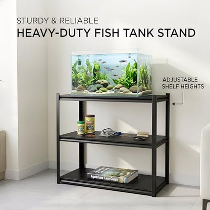 Metal Fish Tank Stand, 4-Tier Aquarium Stand with Storage Shelves, Heavy Duty Sturdy Aquarium Stands for 10-20 Gallon Fish Tank, Reptile Terrarium Stand, Modern Black Shelf for Home Office Garage - color: Black-fish05
