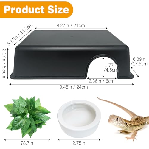 Hamiledyi Reptile Hide Box 4 Pcs Leopard Gecko Hide Snake Hideout Reptile Hides Cave Hideaway Ball Python Tank Accessories for Lizard, Corn Snake - color: Black Large Hide Box-2Pack