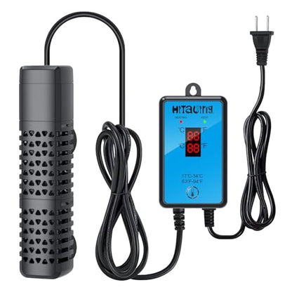 HiTauing Aquarium Heater, Upgraded 100W Fish Tank Heater with Intelligent Leaving Water Automatically Stop Heating and Advanced Temperature Control System, Suitable for Saltwater and Freshwater - size: 100W for 10-20 Gallon