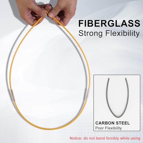 50FT Fiberglass Wire Running Kit, Cable Running Rods with 4 Attachments | Fiberglass Electrical Wire Running Rods, 50FT Non-Conductive Pulling Kit with 4 Interchangeable Heads, Carrying Case - size: 50FT-36 Rods