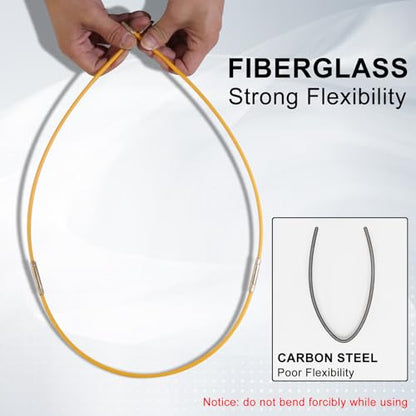 50FT Fiberglass Wire Running Kit, Cable Running Rods with 4 Attachments | Fiberglass Electrical Wire Running Rods, 50FT Non-Conductive Pulling Kit with 4 Interchangeable Heads, Carrying Case - size: 50FT-36 Rods