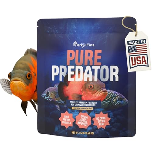 Pure Predator Cichlid Pellets | High Protein Cichlid Fish Food | Sinking Fish Food Pellets for Freshwater & Tropical Fish | Oscar & Large Cichlid Food | Aquarium Fish Food 3.5oz