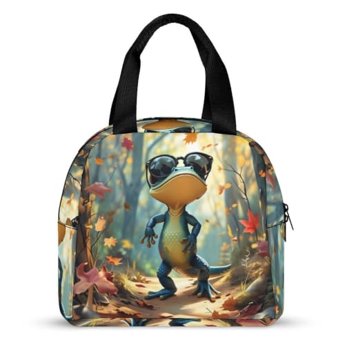 Funny Lizard Lunch Bag for Women Men | Insulated Lunch Box Leakproof Food Meal Containers Reusable Foldable 6L Capacity Lunch Tote Bags for Work Picnic Travel - color: Style 2