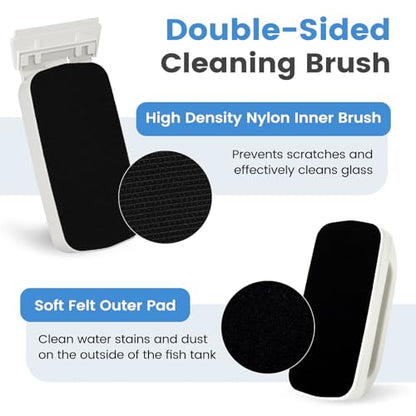 AQQA Aquarium Magetic Glass Cleaner Brush | 2 Detachable Scrapers Floating Fish Tank Cleaning Tools Algae Scraper for 1/8-1/4 inch Thick Glass/Acrylic Tanks (Small) - size: Small