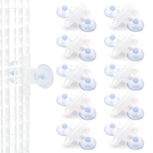 LINLAN Aquarium 10 Pieces Divider Suction Cup Clips, Glass Fixing Clips, Plastic Mesh Board Isolation Holders for Fish Tank (White-Translucent) - color: White-Translucent