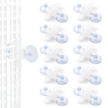 LINLAN Aquarium 10 Pieces Divider Suction Cup Clips, Glass Fixing Clips, Plastic Mesh Board Isolation Holders for Fish Tank (White-Translucent) - color: White-Translucent