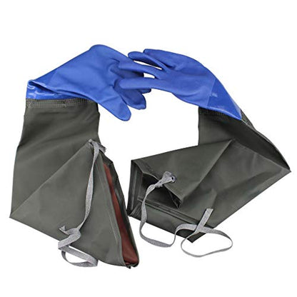 Eiito Drain Cleaning Gloves,Pond Gloves,Long Rubber glove,Waterproof Elbow Length Rubber gloves- 27 Inch Insulated Waterproof