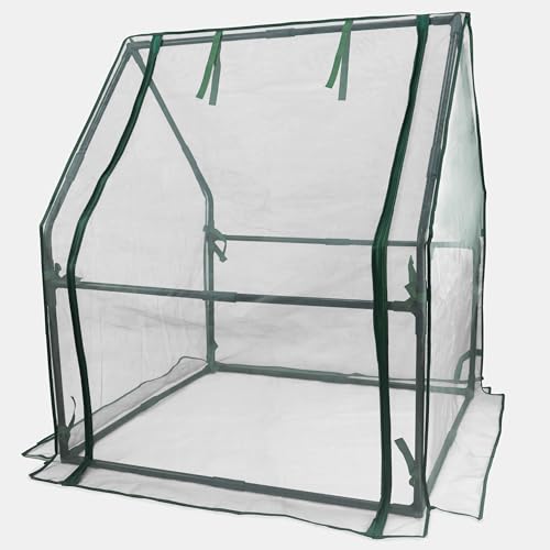 Gardzen Mini Greenhouse with Zipper Mesh Cover 36.2"(L) x36.2(W) x42.5(H) | Steel Frame Portable Outdoor Greenhouse, Enhanced Ventilation, Ideal for Spring, Summer & Fall - size: 36”(L) x36”(W) x42”(H)