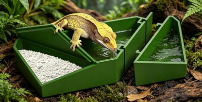 Multifunctional Detachable Reptile Food & Water Bowl + Luminous Tweezers, Reptile Breeding Kit for Geckos and Lizards
