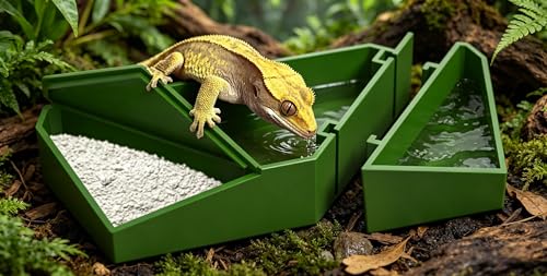 Multifunctional Detachable Reptile Food & Water Bowl + Luminous Tweezers, Reptile Breeding Kit for Geckos and Lizards