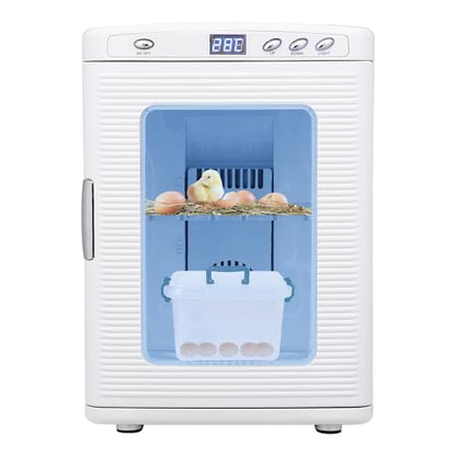 25L Egg Incubator for Hatching Eggs, Digital Reptile Incubator with Intelligent Temperature Control 10–60°C, Portable Chicken Quail Turtle Egg Hatching Incubator with LCD Display, White