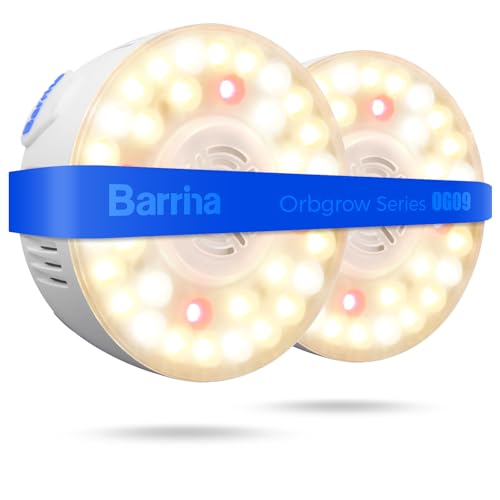 Barrina OG09 Puck Grow Light, 18W(2 x 9W), 660nm Red LEDs, 2 Packs | Full Spectrum Plant Light for Indoor Plants, Magnetic & Linkable, Small Grow lamp, Perfect for Plant Shelf - color: GrowForce Spectrum-White Cover, size: 2 Packs without Timer