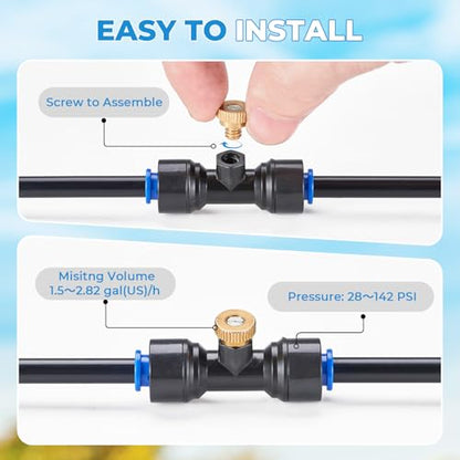 20 Pack Brass Misting Nozzles, 0.0157" (0.4mm) 10/24 Thread | Mister Nozzles Replacement for Outside Patio Misting, Garden Irrigation, Greenhouse Watering, Chicken Coop Pet Cooling - size: 0.4mm Orifice