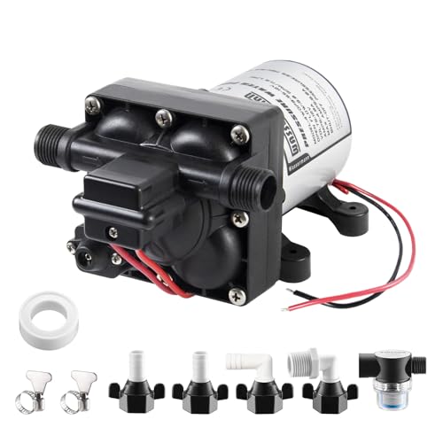 RV Water Pump 12 Volt DC 3.0GPM 55PSI Replacement For 4008-101-A65 Water Pump Self Priming Diaphragm Pump with Pressure Switch for RV Kitchen Bathroom Marine Yacht Garden Camper Water Pumps - color: White