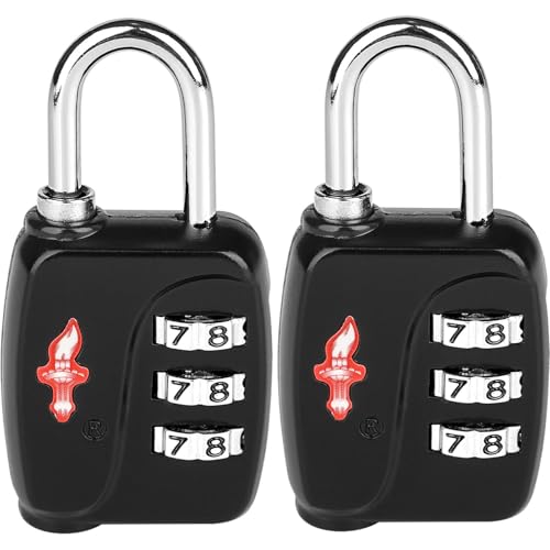 Safe Skies 3-Digit TSA Lock 2-Pack Black – Easy Set for Luggage | 2/4/6 pack. 3-digit resettable. TSA Safe Skies recognized. Lightweight. 90-day warranty. - color: 2 PACK BLACK