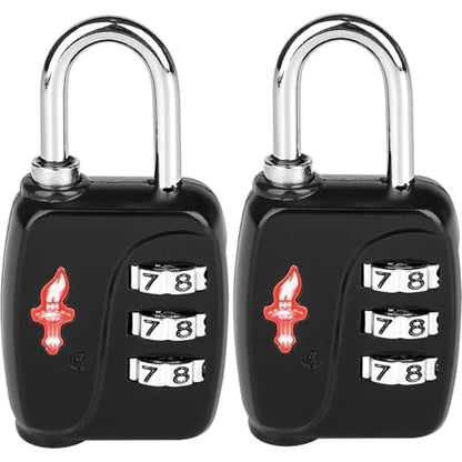 Safe Skies 3-Digit TSA Lock 2-Pack Black – Easy Set for Luggage | 2/4/6 pack. 3-digit resettable. TSA Safe Skies recognized. Lightweight. 90-day warranty. - color: 2 PACK BLACK