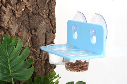 Crested Gecko Feeding Ledge with 10PCS Gecko Food Water Dish - color: Blue
