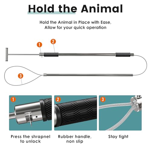 61" Dog Catcher Pole Portable Hog Pig Catcher Animal Control Pole Tool Stainless Steel Pig Holder Catch Pole for Dogs Livestock Farm Equipment