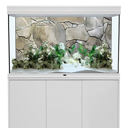AWERT 48x20 inches White Grey Rocky Terrarium Background Stone Aquarium Background Rock Fish Tank Background - size: 48x20in/120x50cm