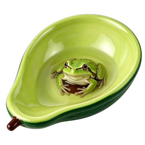 JSLZF Tree Frog Habitat Frog Water Bowl Dish Bathtub Tank Accessories Terrarium Decor Ceramic Aquarium Decoration Sturdy and Not Easy to Knock Over