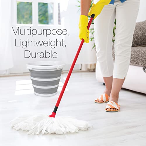 Brookstone Collapsible Bucket, Foldable Cleaning Bucket with Handle, Household Essentials Cleaning Basin and Dust Mop Bucket, Collapsible Wash Basin for Car Cleaning, [2.6 Gal. 10L] Round, White - color: White, Round, size: 2.6 Gallon