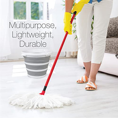 Brookstone Collapsible Bucket, Foldable Cleaning Bucket with Handle, Household Essentials Cleaning Basin and Dust Mop Bucket, Collapsible Wash Basin for Car Cleaning, [2.6 Gal. 10L] Round, White - color: White, Round, size: 2.6 Gallon