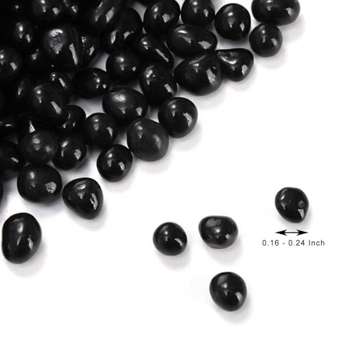 SOUJOY 3 LB Small Aquarium Substrate Gravel Sand, Polished Smooth Fish Tank Gravel, Black Crystal Chip Stone, Natural Decorative Mini Pebbles for Potted Plant, Vase Fillers, Fish Tank Rock