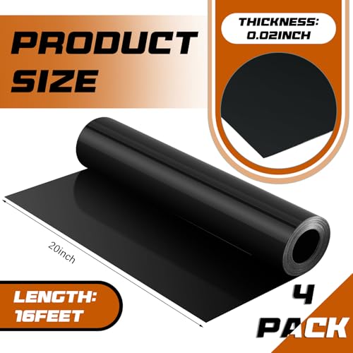 Pangda 4 Pcs 16 ft x 19.69 Inches Black Under Deck Drainage System Bulk HDPE Waterproofing Membrane Trough Black Rain Deck Drainage System Trough Unders Systems Outdoor for Underdeck Ceiling