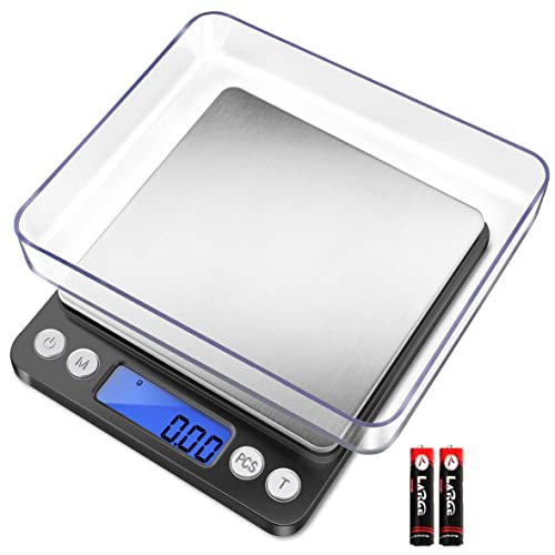 Fuzion Digital Gram Scale .01 Gram Accuracy, 500g Digital Jewelry Scale | Small Kitchen Food Scale with 2 Trays for Powder, Coffee, Gold, Coin, Small Reptile - Weight Gram and Oz - color: Black