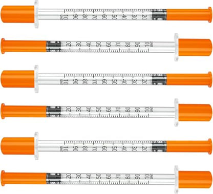 U-100 1ml 31 gauge 5/16 syringe, Individually Wrapped, Pack of 100 - size: 1ml-31G 5/16"-orange, style: 100