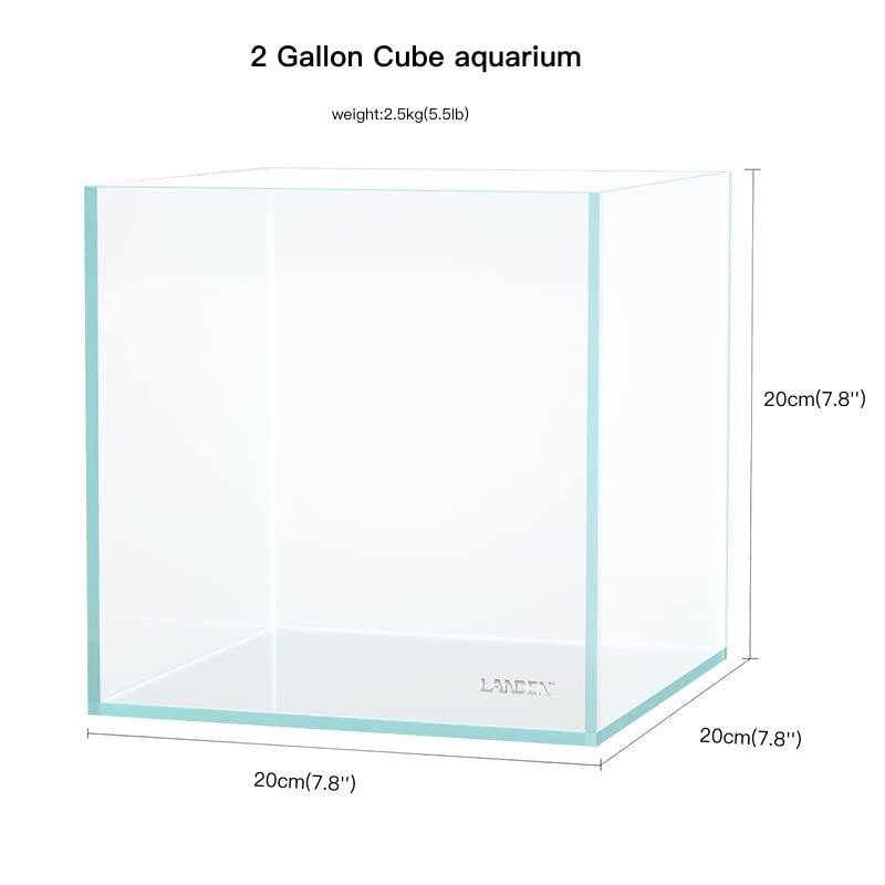 AWXZOM Small Nano Tall Rimless Tank, Glass Fish Tank, Betta Tank (2 Gallon 7.8x7.8x7.8inch/20x20x20cm) - size: 2 Gallon 7.8x7.8x7.8inch/20x20x20cm