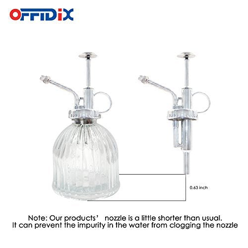 Plant Spray Bottle Glass Mister Transparent Spritzer ﻿ ﻿ ﻿ | Bronze Plastic Silver Color Top Pump small size 6.5" Tall 3" Diameter with 200ml - color: A-Clear