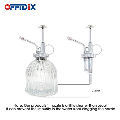 Plant Spray Bottle Glass Mister Transparent Spritzer ﻿ ﻿ ﻿ | Bronze Plastic Silver Color Top Pump small size 6.5" Tall 3" Diameter with 200ml - color: A-Clear