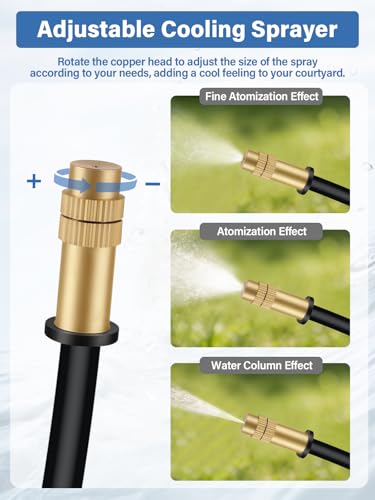 Kalolary 30PCS Adjustable Brass Misting Nozzles for Summer Cooling | Copper Misting Cooling Fittings Atomizing Water Mister Nozzles Parts for Lawn Courtyard Outdoor Sprayer Cooling System