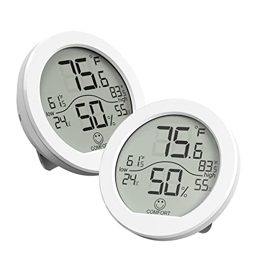Indoor Digital Hygrometer Thermometer for Room Temperature Humidity Meter | SECRUI Thermometer Accuracy Calibration LCD Temperature Sensor with Maximum and Minimum Records,2 Pack - color: White, size: TH1 x2