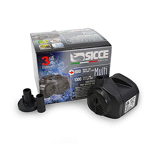 Sicce Multi Quiet 800 Submersible Water Pump 220 GPH Adjustable Flow for Aquariums, Pond, Water Garden & Hydroponics - size: 220 GPH