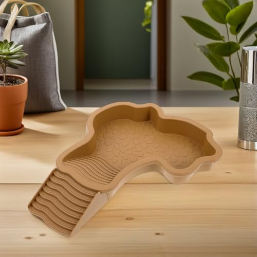 DOITOOL Large Reptile Bathing Pool with Ramp Plastic Dual-Purpose Water Dish and Feeding Bowl for Lizard and Gecko Terrarium Accessories for Turtle Soaking and Basking