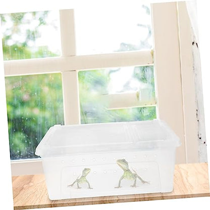 1Pc Plastic Transparent Reptile Feeding Box with Special Door for Gecko Snake Tortoise Spider Durable Material Escape Design for Reptile Care and Pets