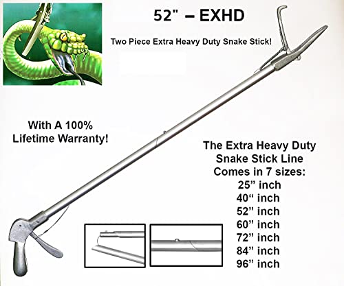 52" Professional (Two Piece) Foldable Snake Tongs Stick Reptile Grabber Rattle Snake Catcher Handling Tools