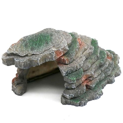 Gecko Hide Shale Scape Step Ledge, Reptile Cave Hideout Tank Accessories Decorations, Great for Reptiles, Amphibians, Leopard Gecko, Lizard, Frogs, Turtle (Small-B-7.3 * 4.4 * 3) - style: Small-B-7.3 * 4.4 * 3