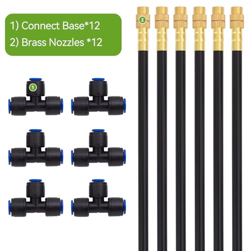 Drip Irrigation Parts ONLY 6pcs of 360° Adjustable Arm Sprayer Copper Nozzles and Quick Connect Base - No Tubing No Faucet Adapter - size: 7.8ft nozzles 6pcs +connectors